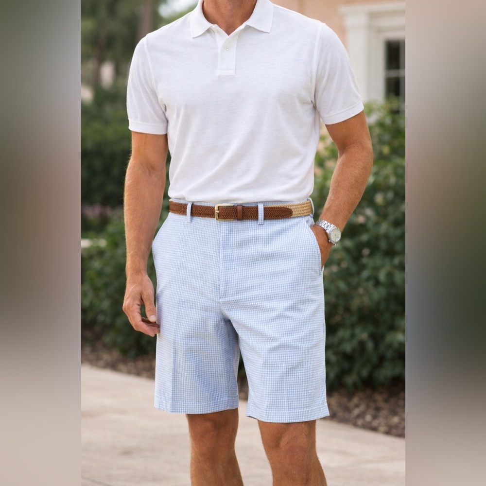 Donald Ross Light‎ Blue Gingham Golf Shorts Size 40 Coastal Prep Old Money